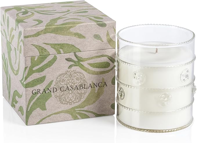 Zodax Grand Casablanca Glass Jar Scented Candle for Home Decor - Single-Wick Candle Ideal for Kitchen and Bathroom - Makes a Great Gift for Women and Men - Magnolia Petals - 12 Oz.