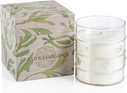 Zodax Grand Casablanca Glass Jar Scented Candle for Home Decor - Single-Wick Candle Ideal for Kitchen and Bathroom - Makes a Great Gift for Women and Men - Magnolia Petals - 12 Oz.