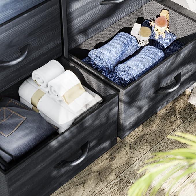 YITAHOME 10 Drawer Dresser - Fabric Storage Tower, Organizer Unit for Living Room, Hallway, Closets - Sturdy Steel Frame, Wooden Top & Easy Pull Fabric Bins