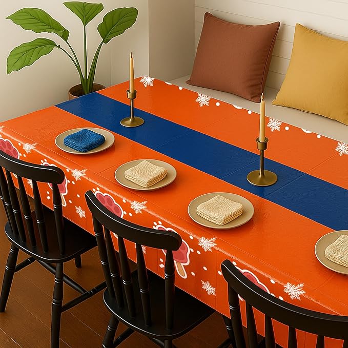 8Pcs 2in1 Paw Print Birthday Party Decorations Tablecloth, 54" x 108" Paw Table Cloth Disposable Rectangle Plastic Anime Table Cover for Kids Baby Shower Themed Party Supplies