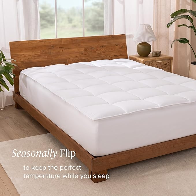 Bare Home Split Head Flex King Microplush Mattress Topper - Pillow Top Reversible - Dual Sided All-Season - 8" to 24" Deep Pocket - Soft Fitted Cover - Plush Mattress Pad (Split Head Flex King)