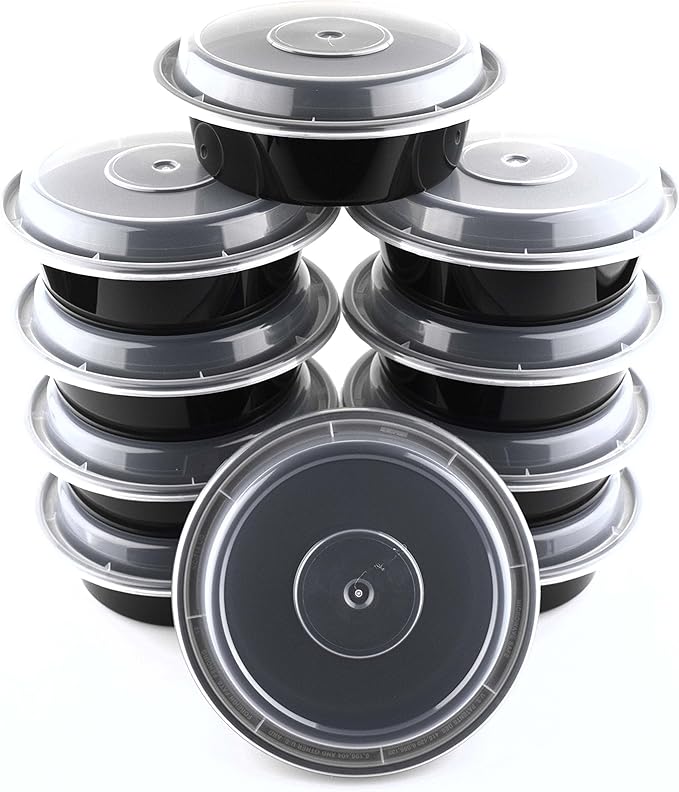 Green Direct Meal Prep containers 16 Oz. Round Microwavable Food Container with Lid /Portion Control Pack of 10