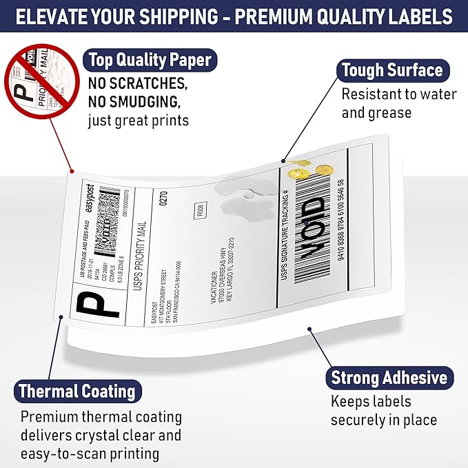 Thermal Shipping Labels 4x6, 500 Fan-Fold and Perforated Two Pack, Commercial Grade with Permanent Adhesive, Direct Thermal Printer Label Compatible with Zebra, Rollo, iDRPT, Polono, MUNBYN, Elton