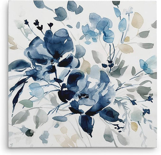 Wexford Home Indigo Garden II Gallery Wrapped Canvas Wall Art, 40x40,