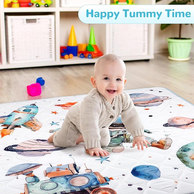 Baby Play Mat for Floor 50 * 50 inch, Extra Thick Soft Cushioning Foam Mat for Kids, Non Slip & Washable Crawling Mat for Toddler, Padded Play Mat for Baby Tummy Time
