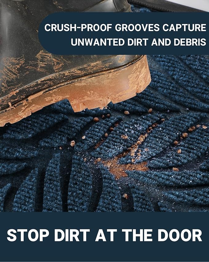 Yimobra Front Door Mat Outdoor Indoor, 36x24 All-Season Waterproof Welcome Mat, All-Weather Outside Entrance Mat, Non-Slip Patio Porch Doormat, Low Profile, Fade Resistant, Blue