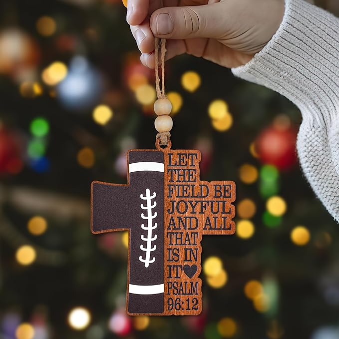 Football Christmas Ornaments 2025 - Cross Ornament - Football Decor - Footballs Ornaments - Athlete Christmas - Cross Christmas - Christian Christmass Kids