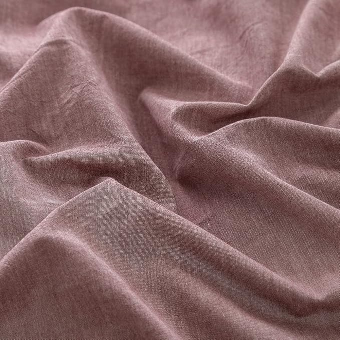 Face Two Face Bedding Duvet Cover Set 3 Pieces 100% Washed Cotton Duvet Cover Linen Like Textured Breathable Durable Soft Comfy (California King, Purple Bean Paste)