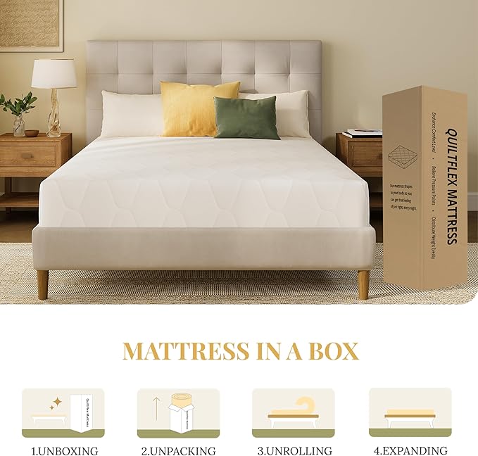 CH CHARME HOUSE 6 Inch Full Size Memory Foam Mattress in a Box for Kids, Relieve Pressure with Medium Firm Support, Fiberglass Free, CertiPUR-US Certified
