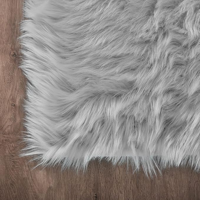 Latepis Washable Runner Rug 2x10 Gray Plush Faux Sheepskin Fur Rugs Fluffy Carpet for Living Room Luxury Home Decor Rectangle