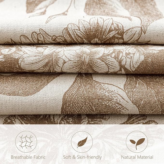Foindtower Set of 2 Linen Floral Throw Pillow Covers Vintage Accent Print Decorative Cushion Covers Farmhouse Boho Home Decor for Sofa Chair Couch Bedroom Living Room Outdoor,20×20 Inch,Light Brown
