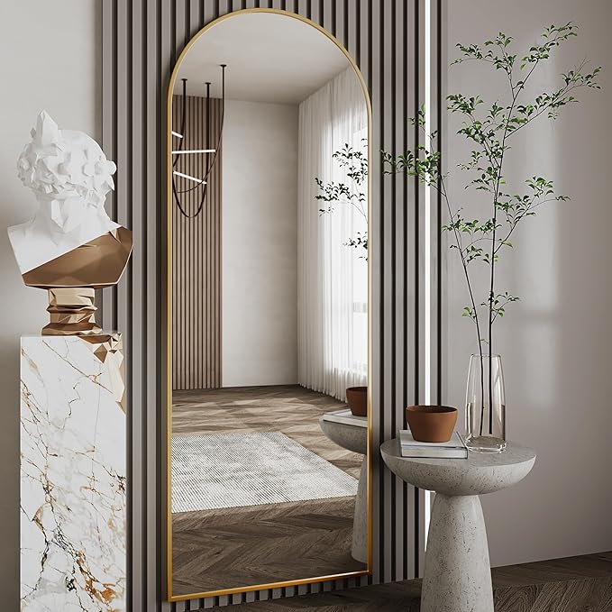 Full Body Mirror,Full Size Mirror,65"x24"Gold Full Length Mirrors,Arched Full Length Mirrors,espejos para dormitorio(Gold)