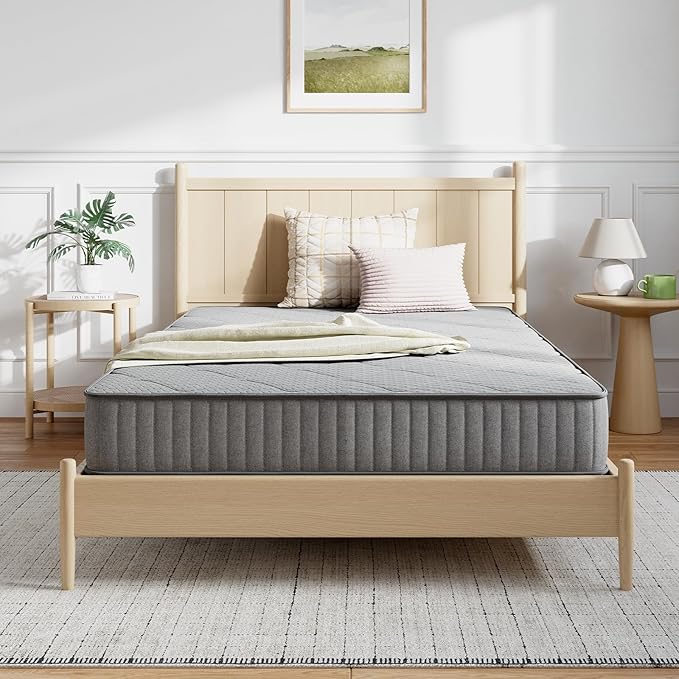 Novilla Hybrid Mattress, 6 Inch Mattress Queen Size in a Box with Steel Coils & Gel Memory Foam for Pressure Relief & Body Support & Cool Night Sleep, CertiPUR-US Certified Queen Mattresses for Kids