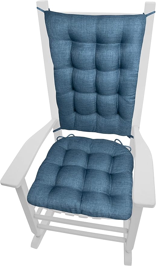 Rave Pacific Blue Porch Rocker Cushions - Small - Indoor-Outdoor: Fade & Weatherproof - Latex Foam Filled Rocking Chair Seat Cushion & Backrest Pad Set - Solid Color