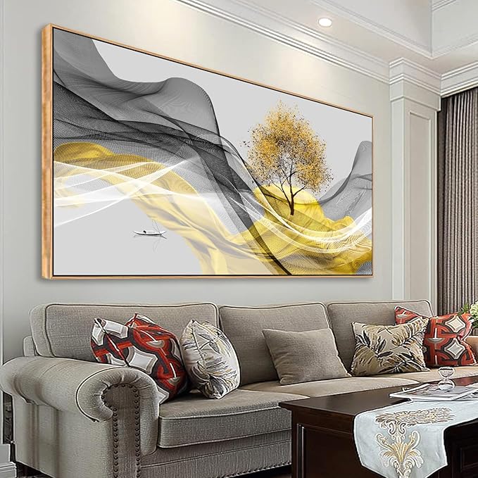 Tucai Decor Framed Wall Art Canvas Modern Light Luxury Abstract Ink Landscape Painting Artwork Waterproof Canvas Print Bedroom Home and Office Wall Art for living Room Wall Decor 24x48inch