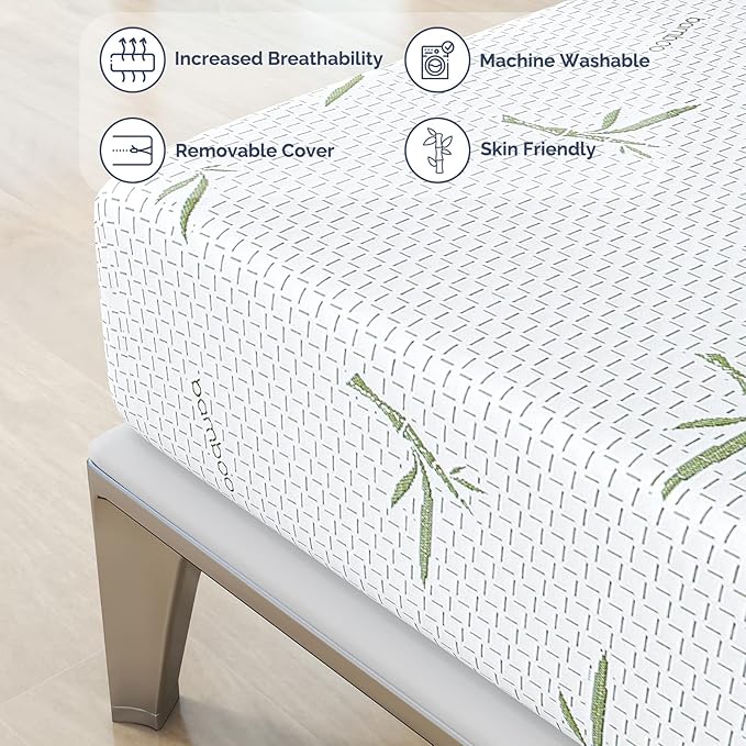 IULULU Full Mattress in a Box, 8 Inch Memory Foam Mattress with Breathable Bamboo Cover, Green Tea Full Size Mattress Made in USA for Cool Sleep, Medium Firm, CertiPUR-US Certified