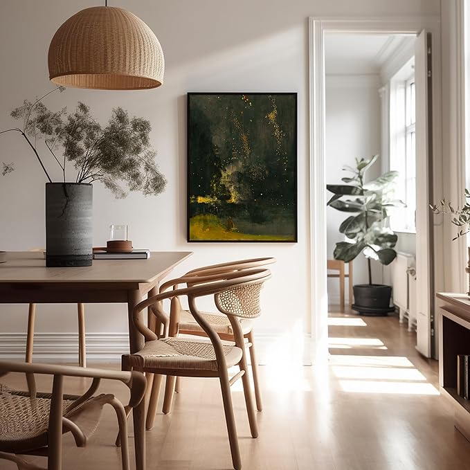 Poster Master Vintage Nocturne in Black and Gold Painting Poster - Retro The Falling Rocket Print - Abstract Art - Moody Art - Landscape Art - Office or Living Room Decor - 11x14 UNFRAMED Wall Art