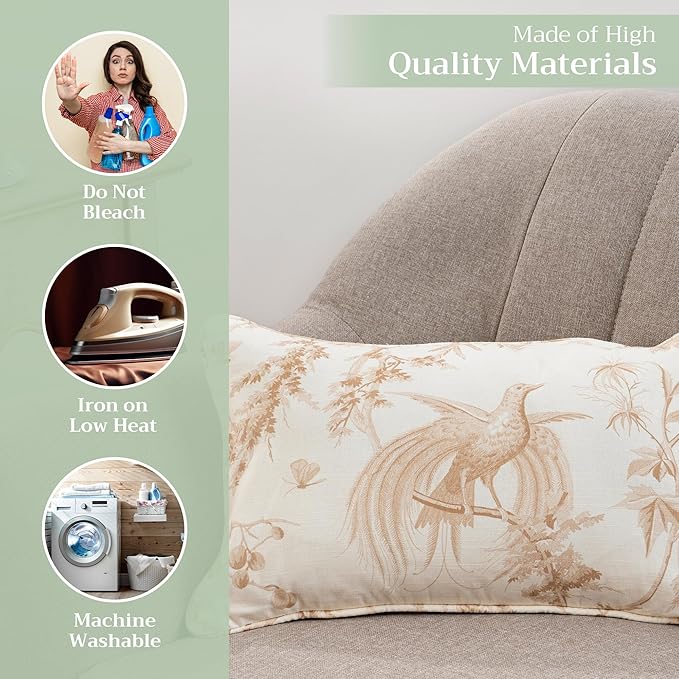 Maison d' Hermine Decorative Pillow Covers 12x20 Inch Rectangle 100% Cotton Throw Pillow Covers with Invisible Zipper for Living Room Couch, Chair, Sofas, Bedroom, Home (Paradise - Almond)