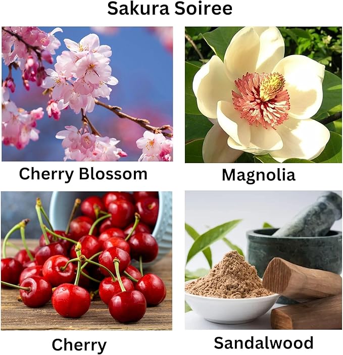 Sakura Soiree Scented Candle – Long Burning Cherry Blossom & Sandalwood Spring Fragrance – Non-Toxic Hand-Poured Coconut-Apricot Wax 13 oz with Luxury Gift Box Made in USA Small Batch Crafted.