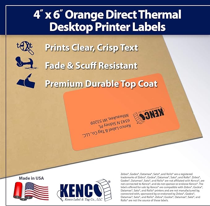 4" X 6" Direct Thermal Perforated Stickers Labels for Shipping Labels, Inventory, and Color Coding - Compatible with Zebra, Rollo, Godex and More (Rainbow Pack, 7 Rolls)
