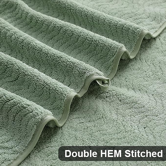 Ultra Soft 8 Piece Textured Bath Towel Set for Bathroom Shower Pool, Kitchen, Quick Dry, Lightweight Highly Absorbent - 2 Oversized Bath Towel Sheets, 2 Hand Towels, 4 Washcloths - Light Green