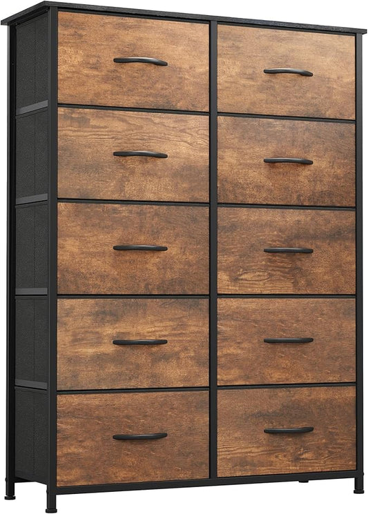 DWVO 10 Drawer Dresser - Fabric Storage Tower, Organizer Unit for Bedroom, Living Room, Hallway, Closets