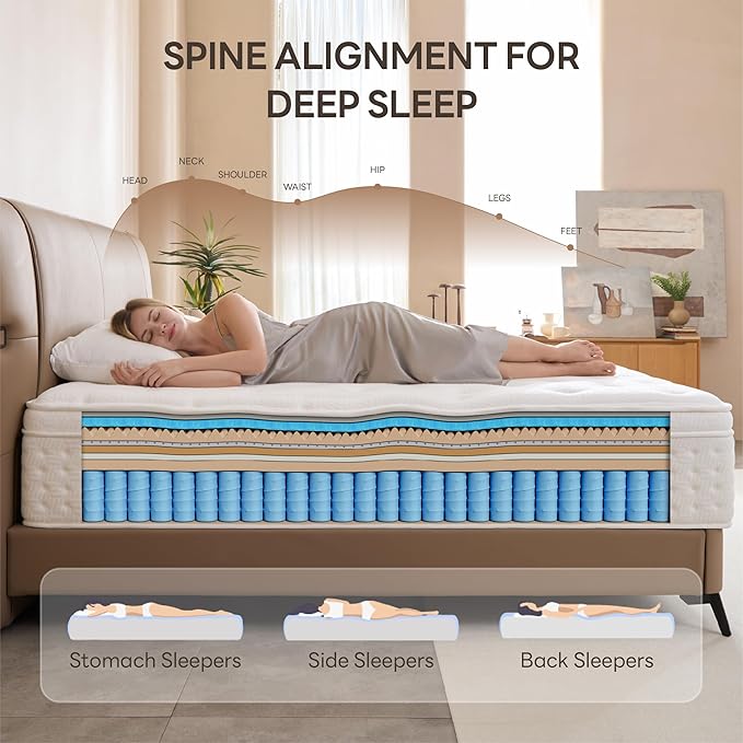 LIKIMIO 12 Inch Twin Mattress, Cool Hybrid Mattress in a Box, Gel Memory Foam, Individual Pocket Springs for Strong Edge Support, Motion Isolation, Pressure Relief, Oeko-TEX & CertiPUR-US, SG Made