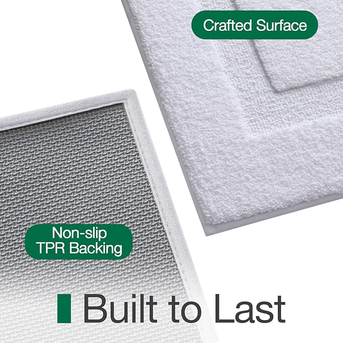 LUMI Ultra Soft Bathroom Rugs Non Slip with Rubber Backing, Absorbent Washable Bath Mat Quick Dry, Upgraded Premium Microfiber Plush Carpet for Bathtub and Shower Floor, White, 24x60
