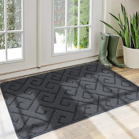 Walensee Indoor Doormat, Front Door Mat for Entrance (24"x35" Grey) Machine Washable Entryway Rug, Non Slip Trapper Door Rugs Absorbent Dirt Low Profile Shoes Scraper Inside Floor Mats for Entry