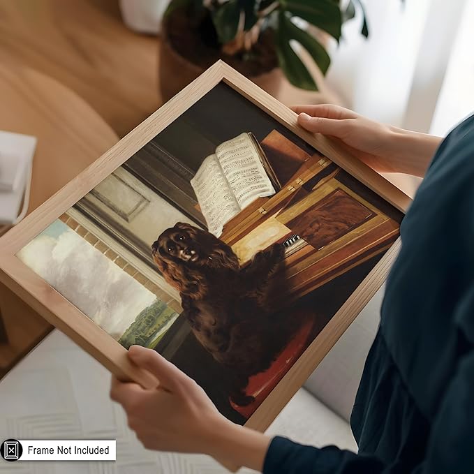 Poster Master Vintage Portrait of Extraordinary Musical Dog - Retro Print - Puppy and Piano Art - Animal Lover - Living Room or Office Decor - 11x14 UNFRAMED Wall Art