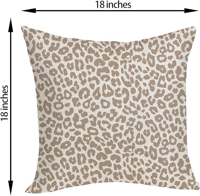 Leopard Print Pillow Covers 18x18 Pack of 2 Brown Animal Pattern Cheetah Decorative Throw Pillow Cover Outdoor Decor Boho Abstract Modern Pillowcase Farmhouse Linen Cushion Case for Sofa Couch