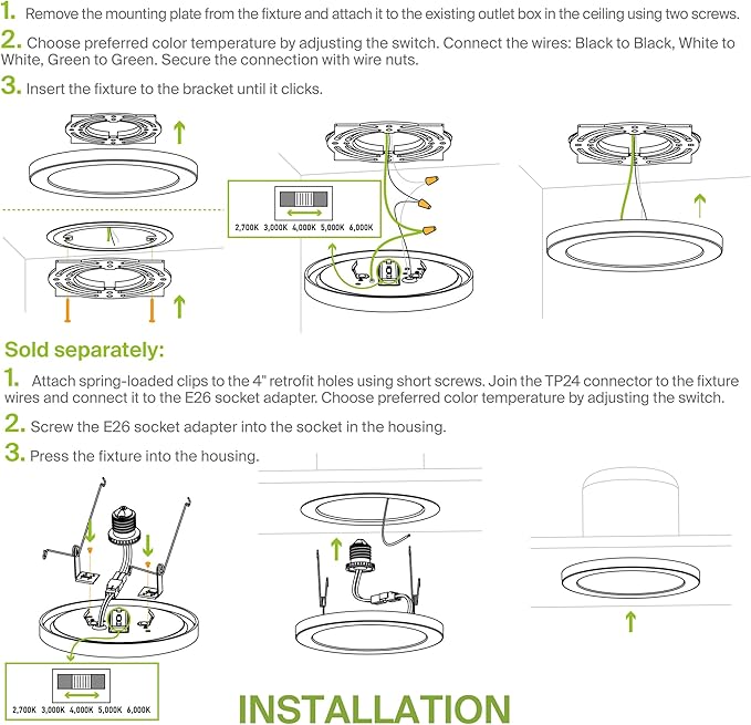 ASD LED 12" Round Flush Mount Ceiling Light Fixture, Low Profile Surface Lighting | 5CCT, Dimmable, Ultra-Thin, ETL Listed | 24W 1900LM 2700-6000K 120V | Kitchen, Hallway Lamp | Nickel, 12 Pack