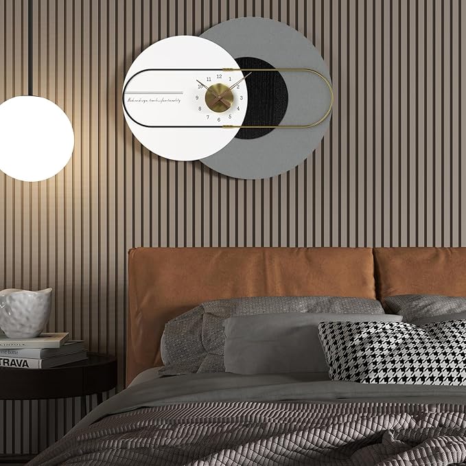 22x29 Inch Modern Abstract Modern Wall Clock – Silent Non-Ticking Decorative Battery Operated Clocks for Bedroom, Entryway, Home Office