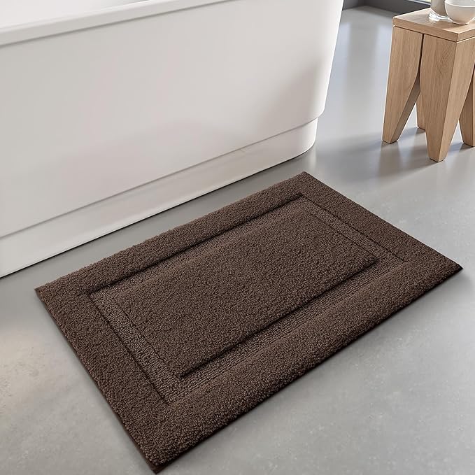 LUMI Ultra Soft Bathroom Rugs Non Slip with Rubber Backing, Absorbent Washable Bath Mat Quick Dry, Upgraded Premium Microfiber Plush Carpet for Bathtub and Shower Floor, Brown, 24x36