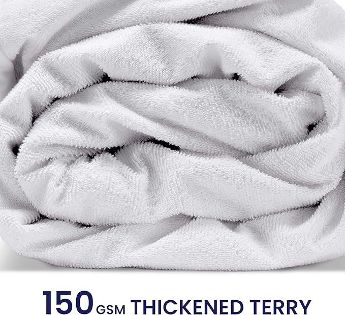 SLEEP ZONE Waterproof Mattress Protector Queen Size, Soft Breathable Cotton Terry Mattress Cover, Washable Noiseless Bed Cover Deep Pocket 8"-21", Queen