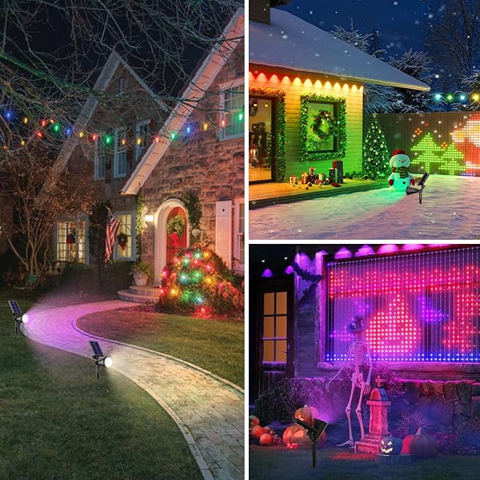 Solar Color Changing Lights, 2 Modes Solar Spotlights Outdoor Waterproof, Adjustable Outdoor Lights for Outside Yard Garden Landscape Pathway Tree Decorations- 4 Pack (Multicolor)