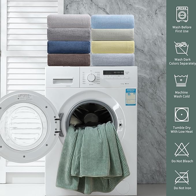 8-Piece Premium Towel Set for Bathroom|2 Oversized Large Bath Sheet,2 Hand Towels,4 Washcloths|Soft Cozy Highly Absorbent Fast Dry Microfiber Shower Towel Set for Hotel Bathroom Essentials,Green