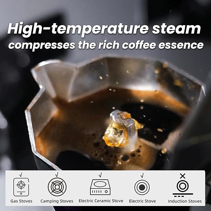 Moka Pot Espresso Coffee Maker and Manual Coffee Bean Grinder, 300ml-6 Cups Espresso Maker, Easy To Use And Clean, Camping Home Use,Suitable For Mocca Puccino Coffee (Blue)