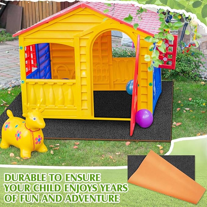 Nuanchu Outdoor Playhouse Mat Washable 55''x 53'' Large Waterproof Activity Rug Durable Polyester with Non Slip TPR Bottom Portable Game House Play Mat Playhouse Accessories for Kids Home Garden Patio