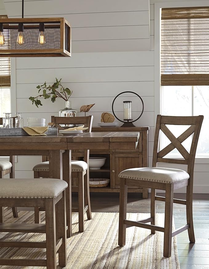 Signature Design by Ashley Morriville Counter Height Upholstered Dining Room Bench, Brown