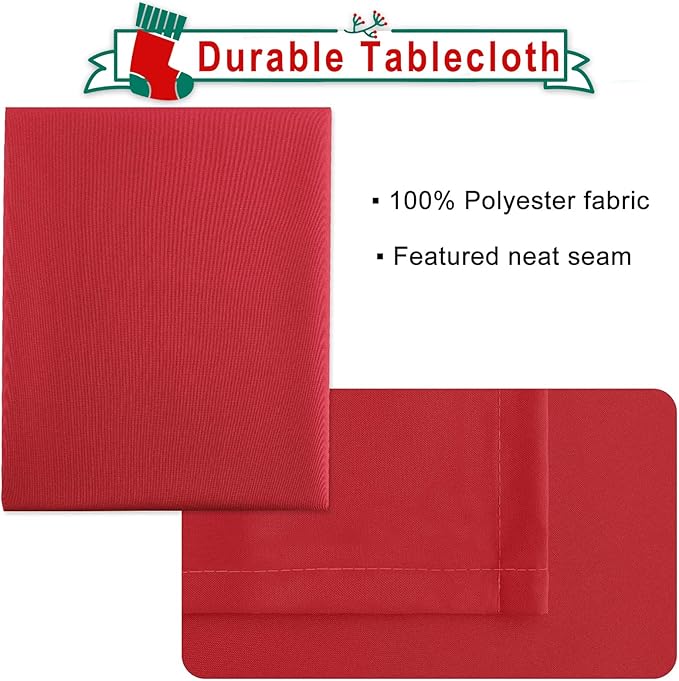 Hiasan Red Tablecloth Square - Wateproof and Spillproof Kitchen Christmas Washable Polyester Table Cloth for Dining Room, 30 x 30 Inch