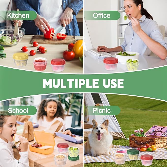 12pcs 4 oz Small Plastic Containers with Lids, Reusable 1/2 Cup Small Food Storage Containers, Leakproof, Microwave Dishwasher Freezer Safe