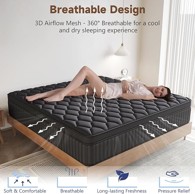 Full Mattress, 14 Inch Full Medium Firm Hybrid Mattress in a Box, Individual Pocket Spring for Pressure Relief & Motion Isolation, Reinforced Edge Support, CertiPUR-US Certified