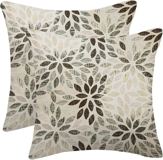 Black Grey Pillow Covers 16x16 Inch Set of 2 Summer Rust Geometric Flower Outdoor Decorative Throw Pillows Farmhouse Dahlia Pillow Case Linen Square Cushion Cover for Home Sofa Bedroom