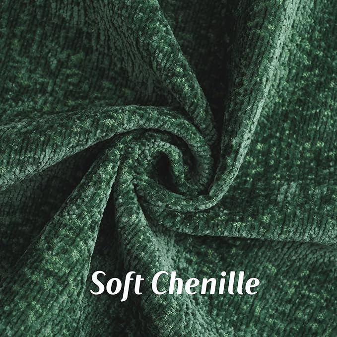 FUTEI Dark Green Chenille Throw Pillow Covers 18x18 Inch Set of 2,Soft Cozy Bound Edge Design Cushion Case,Home Decor for Couch Bed Living Room