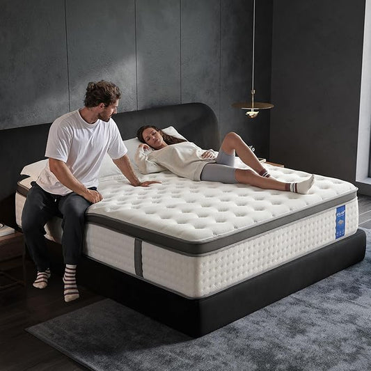 Queen Mattress,14 Inch Size Mattresses in a Box,Memory Foam Hybrid Mattress, Individual Pocket Spring for Motion Isolation &Zoned Support & Pressure Relief,Medium Firm (Queen, 14, Inches)
