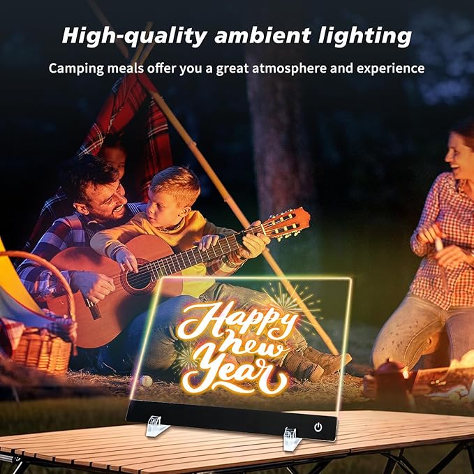 LED Note Board with Colors, 11.8"X7.9" 4 Modes &6 Colors Acrylic Dry Erase Board with Light, Include Adapter, Hanging Chain, Led Drawing Board for Kids with Stand, 7 Markers