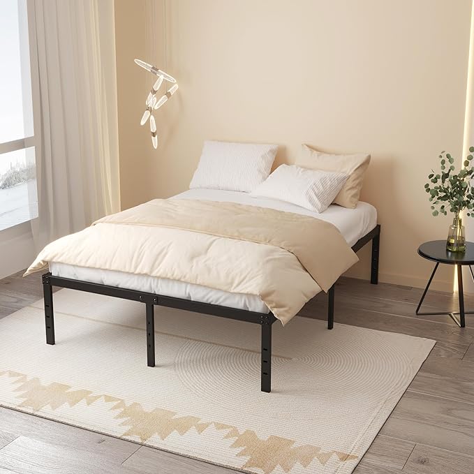 20 Inch King Bed Frame No Box Spring Needed, Heavy Duty King Platform Bed Frame Support Up to 3000 lbs, Easy Assembly, Noise Free, Black