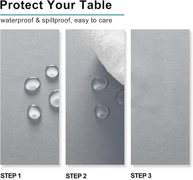 Hiasan Tablecloth for Rectangle Tables - 70 x 140 inch - Waterproof, Spillproof & Wrinkle Resistant Washable Polyester Table Cloth for Dining/Party/Outdoor Picnic, Silver Grey