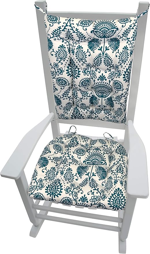 Sylvan Teal Porch Rocker Cushion Set- Extra-Large - Indoor/Outdoor: Fade Resistant, Weatherproof - Latex Foam Filled Rocking Chair Seat Cushion & Backrest Pad Set - Made in USA (Turquoise/XL)